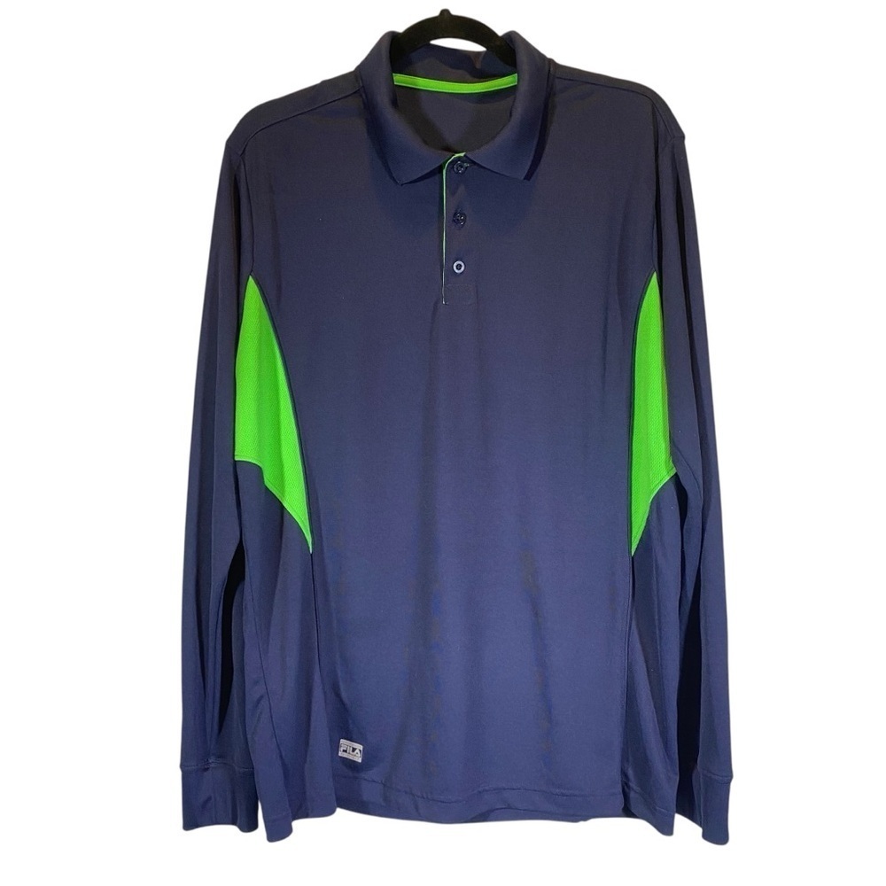 FILA SPORT Men's size Small Long sleeve Golf Performance Polo Navy Green